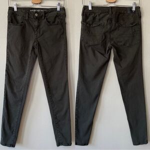 American Eagle Dark Grey/Green Jeggings - Size: 6 Regular